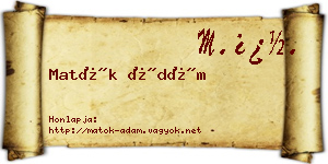 Matók Ádám névjegykártya