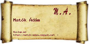 Matók Ádám névjegykártya